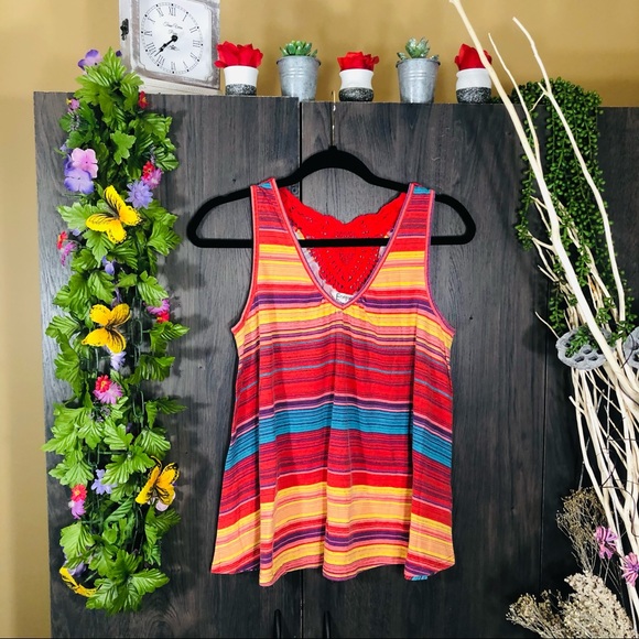 .🌸5/$25🌸Energie Stripped Sleeveless Blouse Large - Picture 5 of 12